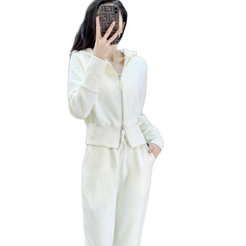 Casual Sports Suit Hooded Sweatshirt Wide-leg Pants