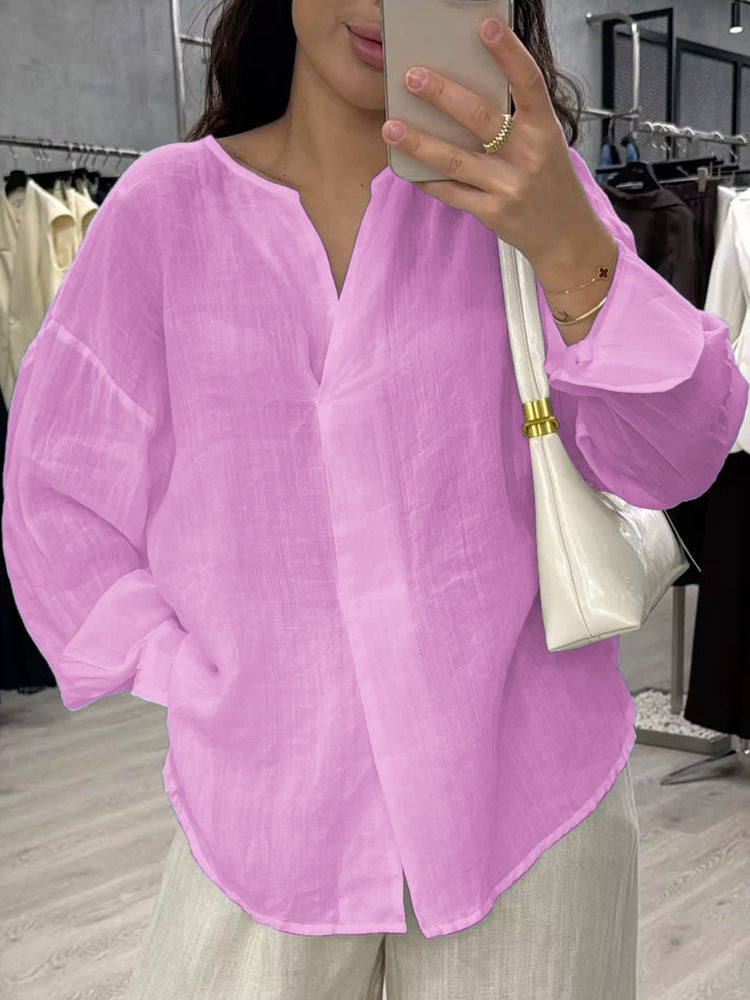 Casual Long Sleeve V-neck Regular Multicolor Women's Tops Blouse