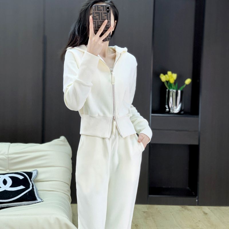 Casual Sports Suit Hooded Sweatshirt Wide-leg Pants
